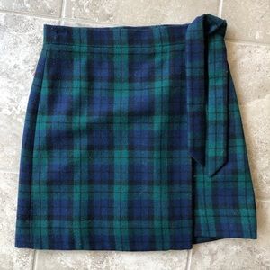 JCrew Plaid Side-Tie Wrap Skirt